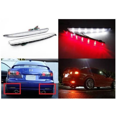 Kit 2 Fanali Posteriori A Led Trasparente Per Mazda 6 Atenza GG Sostituzione Riflettore Catarifrangente