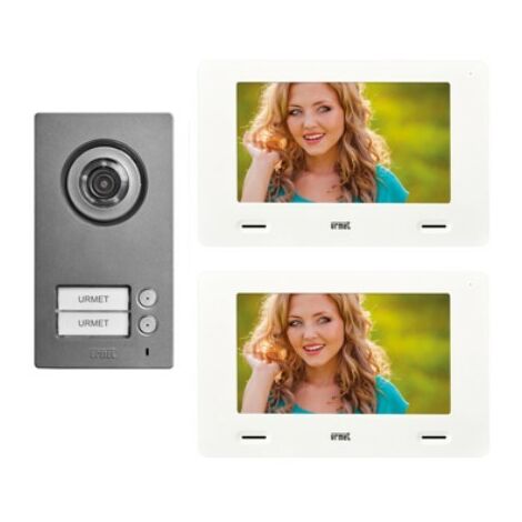 Kit 2 Fili bifamiliare Video pulsantiera Mikra2 Monitor vivavoce CXModo Urmet 1722/96