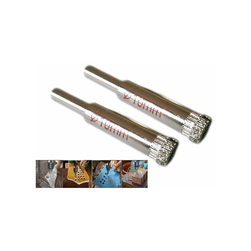 Kit 2 fresa a tazza diamantata ø 10 mm per vetro, marmo, ceramica e vetroresina