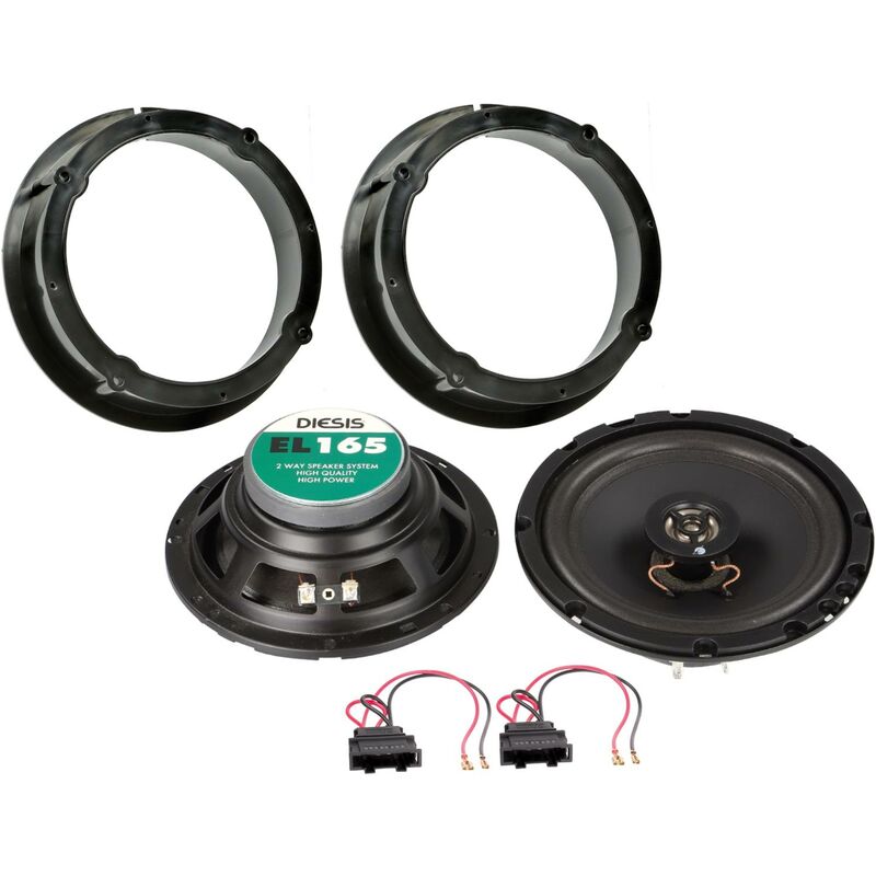 Kit 2 haut-parleurs coaxiaux 16.5cm compatible avec Audi Seat Skoda vw