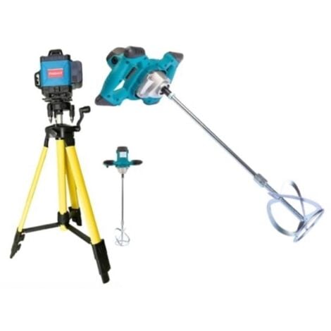 SHOPPING IN RETE KIT 2 IN 1 LIVELLA LASER 16 LINEE 360° + TRAPANO MISCELATORE MESCOLATORE IMPASTATORE 1600w