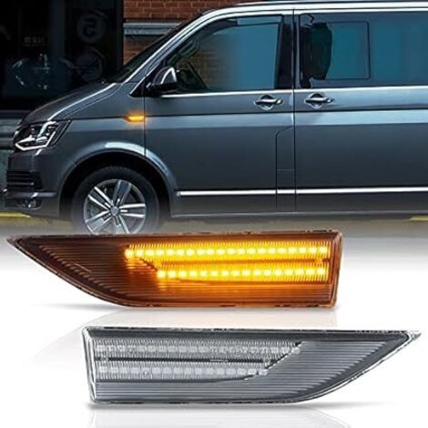 KIT 2 INDICATORI DI DIREZIONE LATERALI A LED COMPATIBILE CON VW T6  Transporter  Multivan  BJ 2015-2019  , VETRO TRASPARENTE