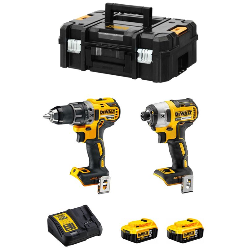 Pack 2 outils DEWALT DCK268P2T QW XR 18V 5Ah Li Ion Perceuse visseuse compact + Visseuse à chocs - vue 3