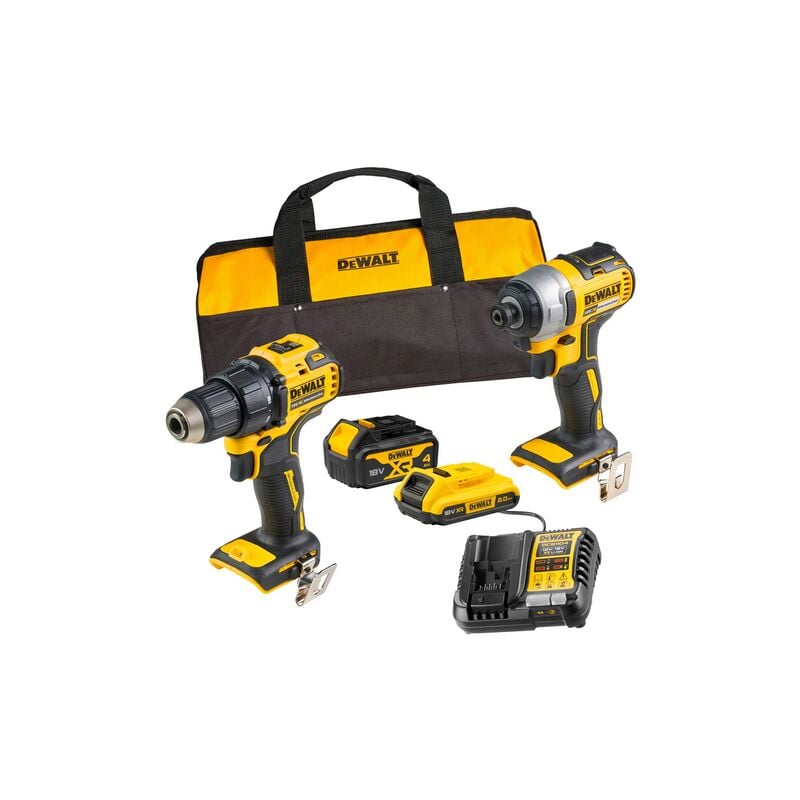 Kit 2 Outils xr 18V Sans Fil - Perceuse Visseuse DCD708 + Visseuse à Chocs DCF787 - 2 Batteries - Chargeur - Sac - DCK2078MDR-QW - Dewalt