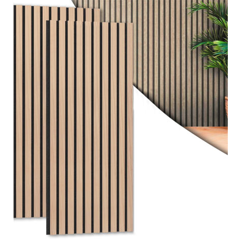 Kit 2 Pannelli Acustici Fonoassorbenti 60x120cm Quercia in Legno 3D da Parete