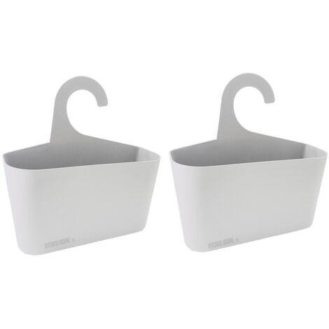 Kit 2 pezzi Cestino Portaoggetti con gancio per doccia, cucina, lavanderia Bianco