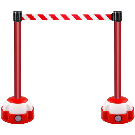 Kit 2 poteaux alu rouge à sangle rouge/blanc sur socle balise à lester- 2019941