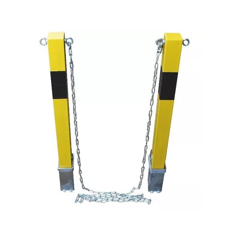 Kit 2 poteaux jaunes 100PE-YB amovibles haute résistance & 5 mètres de chaine acier
