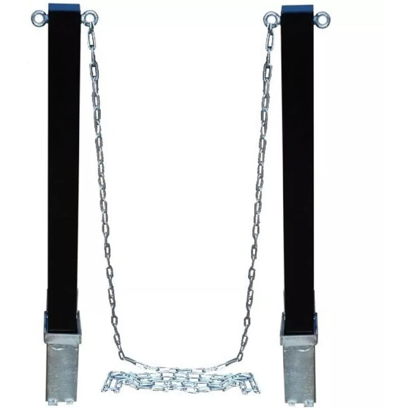 Kit 2 poteaux noirs 100PE-B amovibles haute résistance & 10 mètres de chaine acier