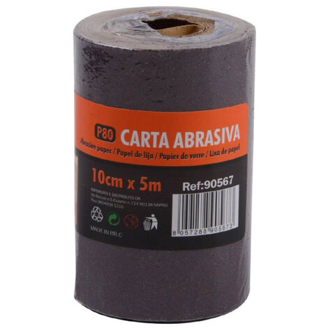 Kit 2 rotoli carta abrasiva 5 metri carta vetrata grana per levigare smussare pulire legno o metallo P80