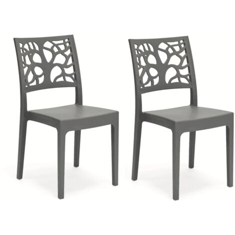Kit 2 sedie interno esterno polipropilene cucina bar ristorante impilabile pranzo antracite teti