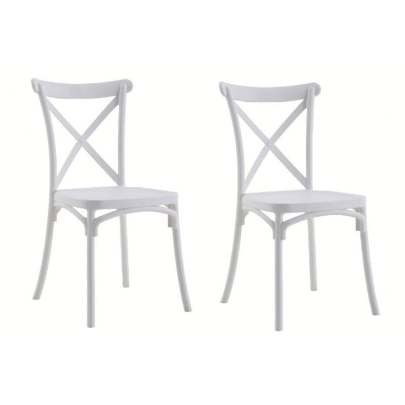 Image of Kit 2 sedie polipropilene cucina bar ristorante sedia interno esterno bianco 412
