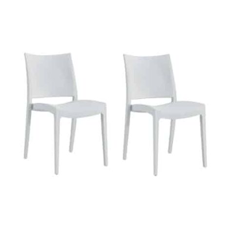 KIT 2 SEDIE POLIPROPILENE CUCINA BAR RISTORANTE SEDIA INTERNO ESTERNO BIANCO 587 flat