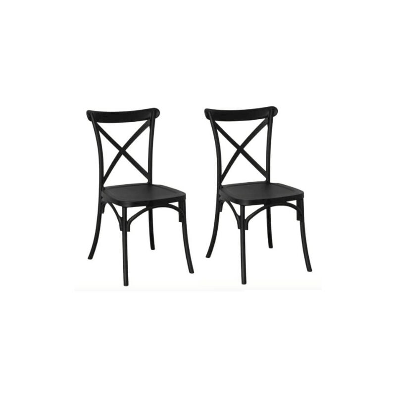 Image of Kit 2 sedie polipropilene cucina bar ristorante sedia interno esterno cross nero 436v