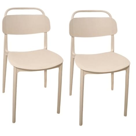 Kit 2 sedie polipropilene cucina cucina bar ristorante sedia interno esterno beige cue204