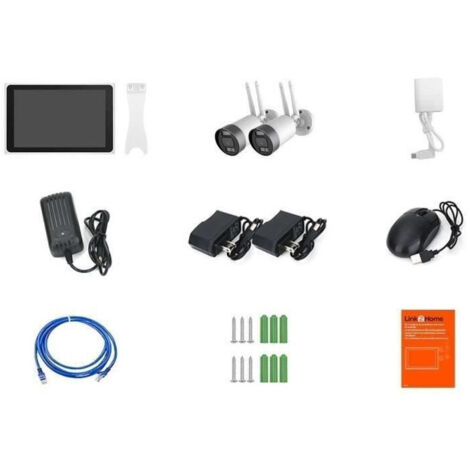 Kit 2 telecamere Wi-Fi + schermo NVR - LINK2HOME - 3MP, rilevamento intelligente, schermo LCD 10.1