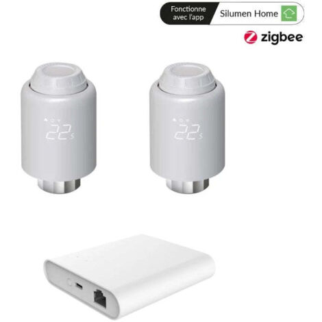 Kit 2 Têtes Thermostatiques Connectées + Passerelle ZigBee Ethernet - SILAMP