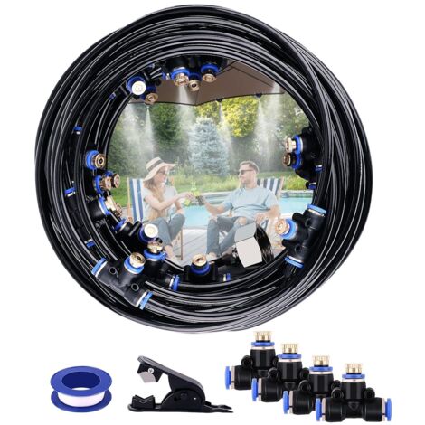 Kit 20M Système De Brumisation, 67pcs Avec 23 Buses En Laiton, Tuyau PU Pour Jardin, Terrasse, Piscine