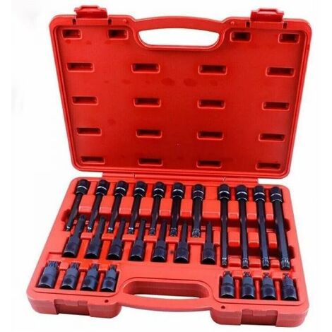 KIT 26 PZ INSERTI INSERTO TORX CHIAVI BUSSOLA 1/2 LUNGHE AUTO MECCANICO FS-43612
