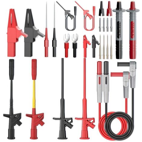 Kit 28 Fils Multimètre Précision Sondes Haute Tension Pinces Crocodiles Remplaçables