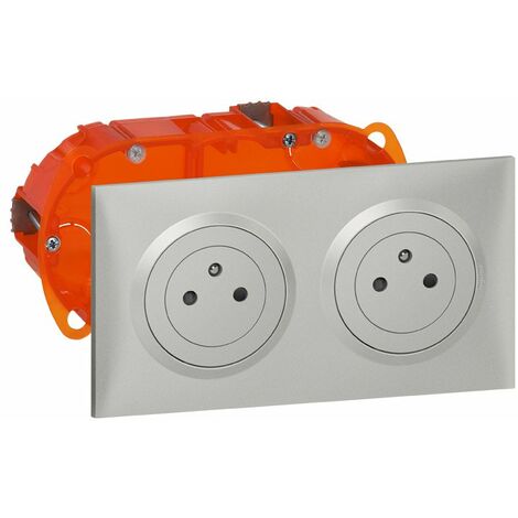 Kit 2x2P+T Affleurante Dooxie 16A précâblées - Aluminium - Legrand