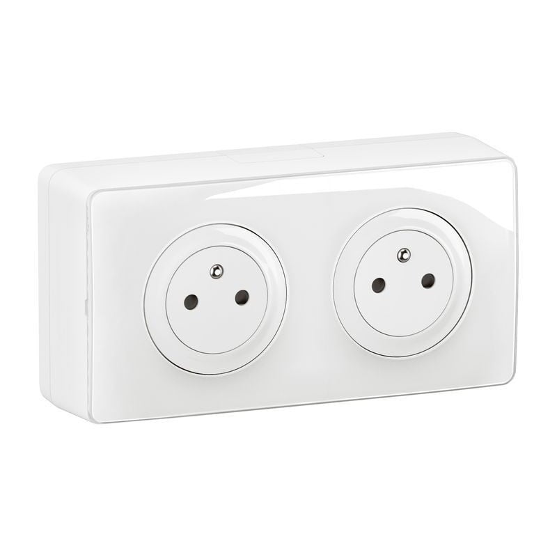 Kit 2x2P+T Surface précâblées Céliane + cadre saillie - complet Blanc (CK9112)