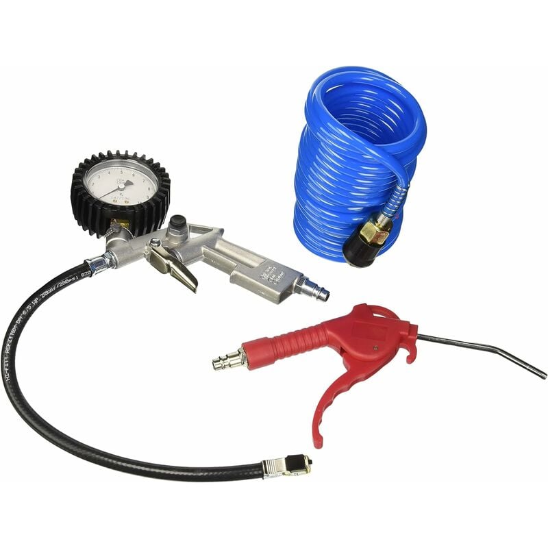 Kit 3 accessoires Prodif Soufflette, Poignée de gonflage, Tuyau spiral 5 m, Raccord universel - 5003