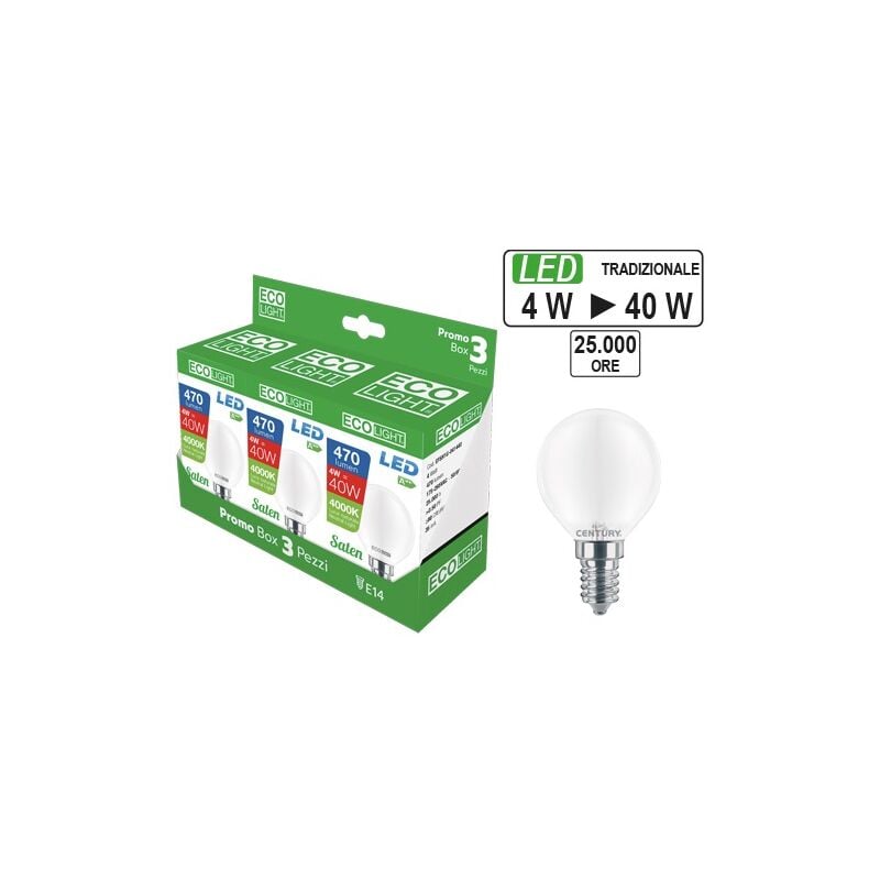 Ecolight - Kit 3 ampoules led dans Miniglobo E14 4W