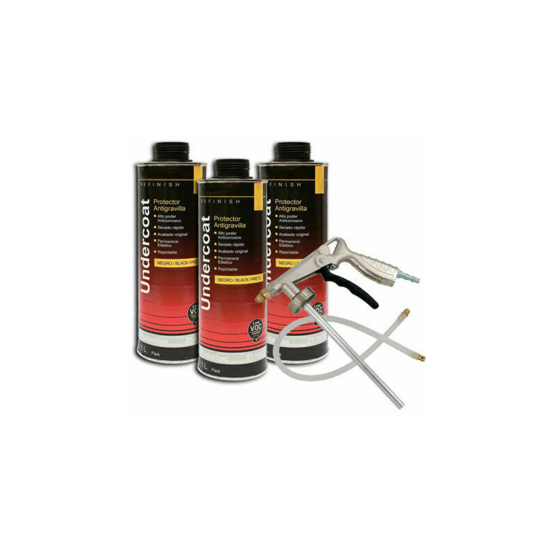 

kit 3 antigravilla color negro 1 lts + pistola ,protector bajos de coche,etc...