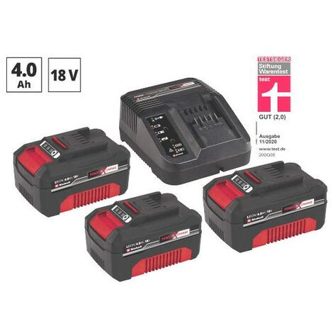 Kit 3 batterie 18 v - 4,0 ah + caricabatteria einhell