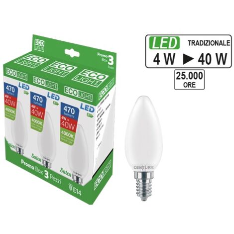 Kit 3 Bulbes LED Olive E14 Ecolight 4W