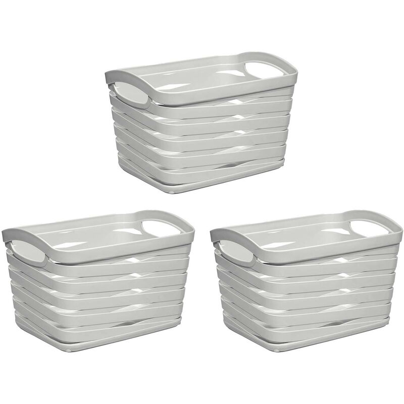 

Kit 3 Cestas Medianas Rectangulares 1,5 Litros 7house Color - Gris