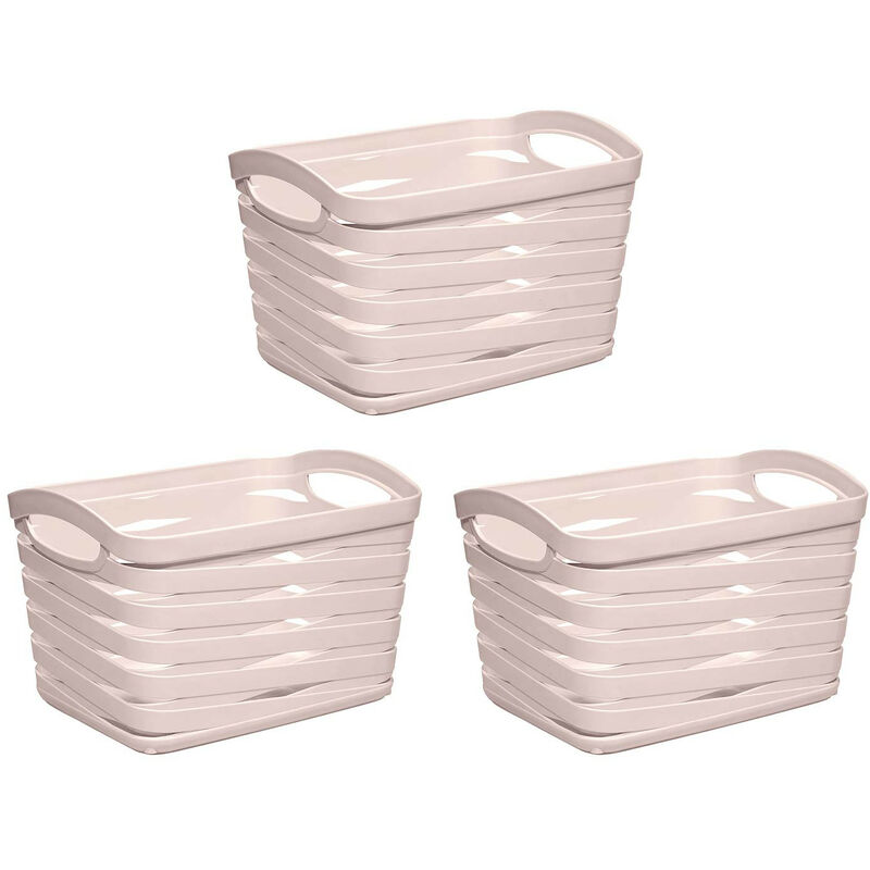 

Kit 3 Cestas Medianas Rectangulares 1,5 Litros 7house Color - Rosa