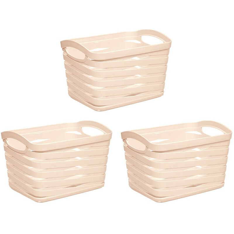 

Set 3 Cestos Rectangular C/asa Crema 1,5l 7house