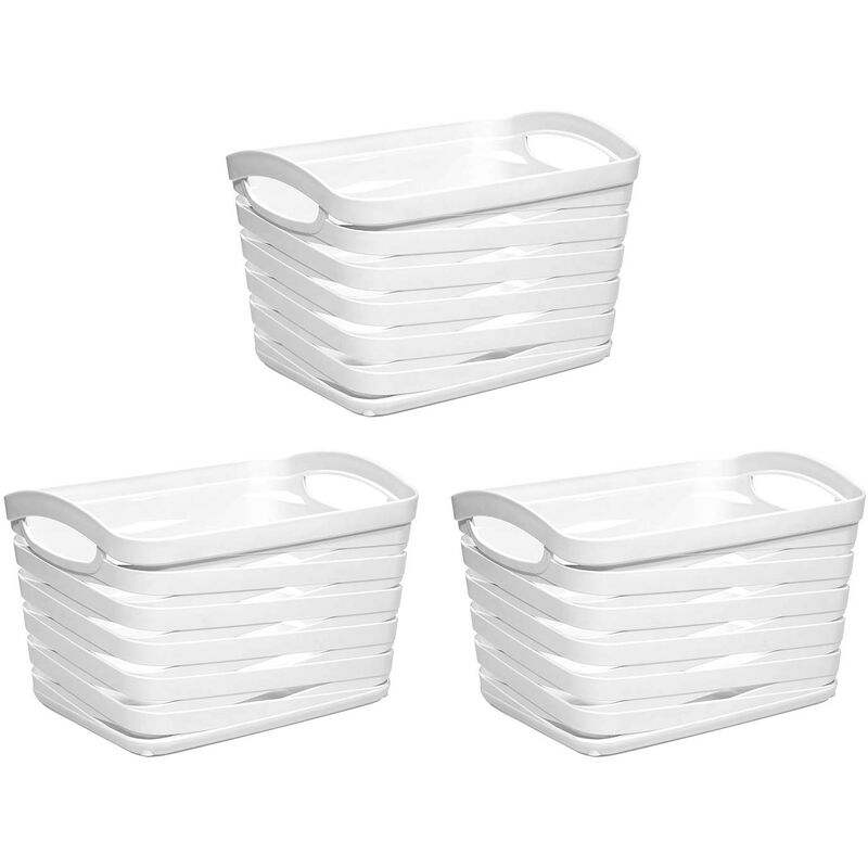 

Kit 3 Cestas Medianas Rectangulares 1,5 Litros 7house Color - Blanco