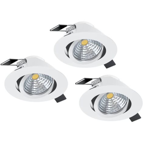Kit 3 Faretti da Incasso Orientabili Saliceto Led Integrato, 4000K Tondo Bianco Eglo
