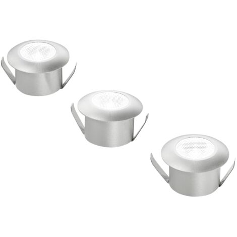 "Kit 3 incassi LED ASSO 1W rotondi in alluminio argentato con accessori"