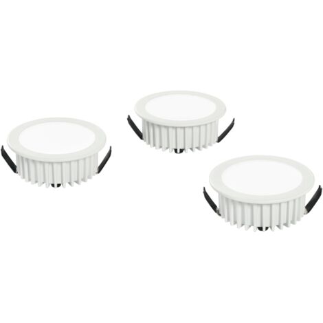 "Kit 3 incassi LED FUSION in alluminio bianco satinato con driver integrato 5W 4000K (luce naturale) 7x3.2 cm."