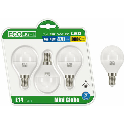 Kit 3 LED -Glühbirnen in Miniglobo E14 Ecolight - 8W