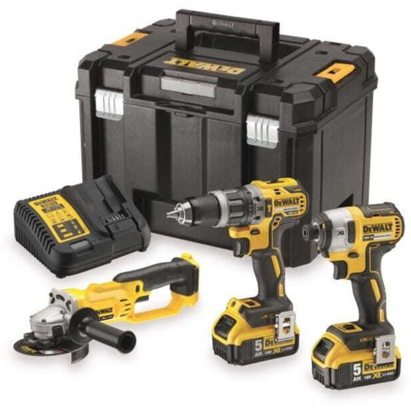 DeWalt Kit de 3 outils perceuse visseuse à percussion meuleuse et visseuse à chocs DCK383P2T