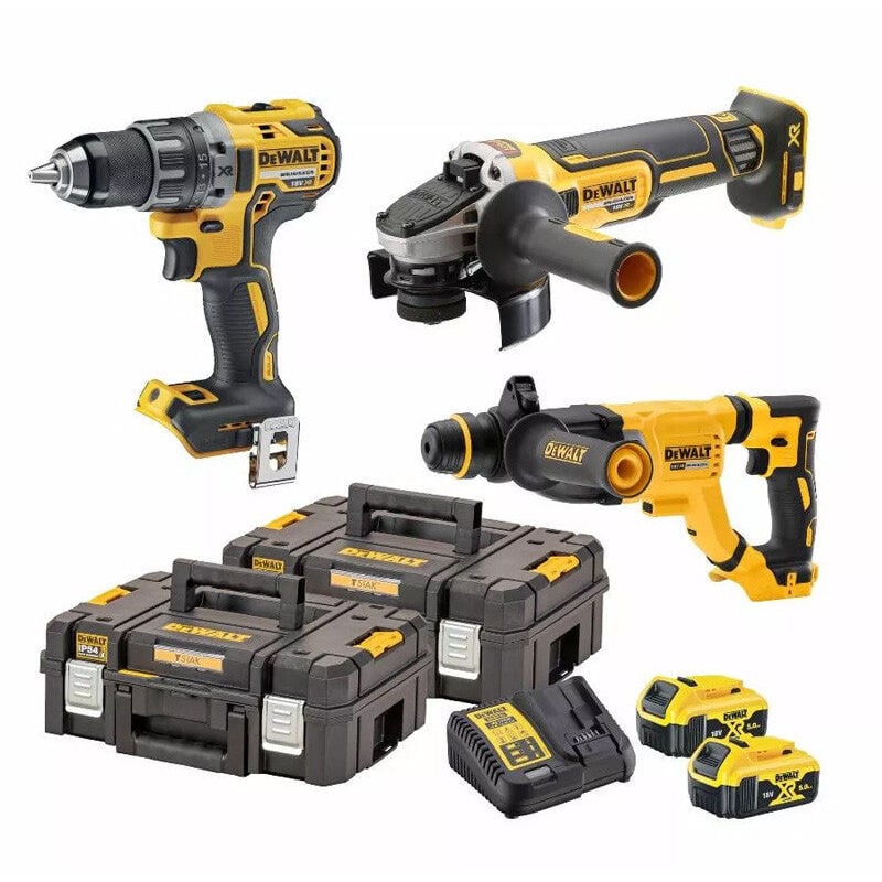 Pack 3 outils Perforateur SDS-plus, Meuleuse 125 mm et Perceuse-visseuse compacte Dewalt DCK327P2T (DCH263 / DCG405 / DCD791)