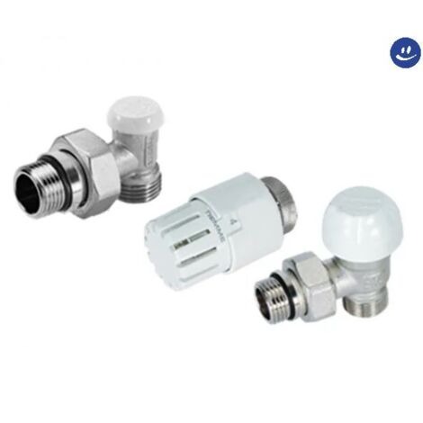KIT 3 PEZZI VALVOLA/DETENTORE E TESTA TERMOSTATICA 3/8"G - 1/2"X16   TIEMME RACCORDERIE SPA