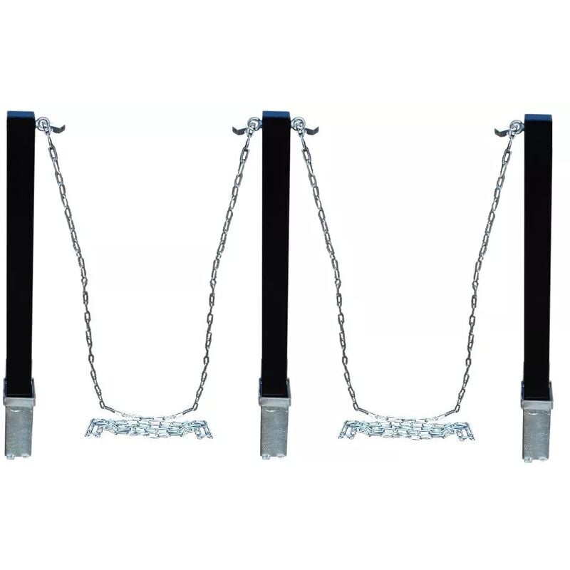 Kit 3 poteaux noirs 100P-B amovibles haute résistance & 2 x 5 mètres de chaine acier