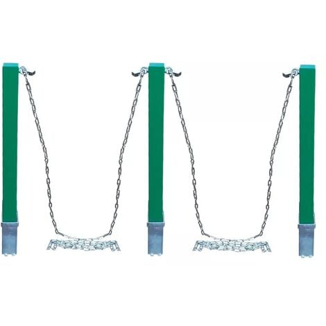 Kit 3 poteaux verts 100P-G amovibles haute résistance & 2 x 5 mètres de chaine acier