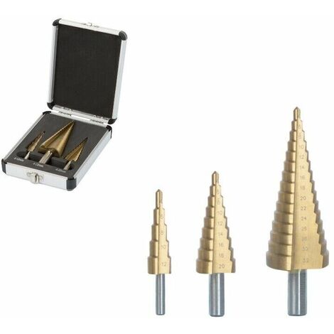 Fresa conica a gradini hss in set 3 pezzi