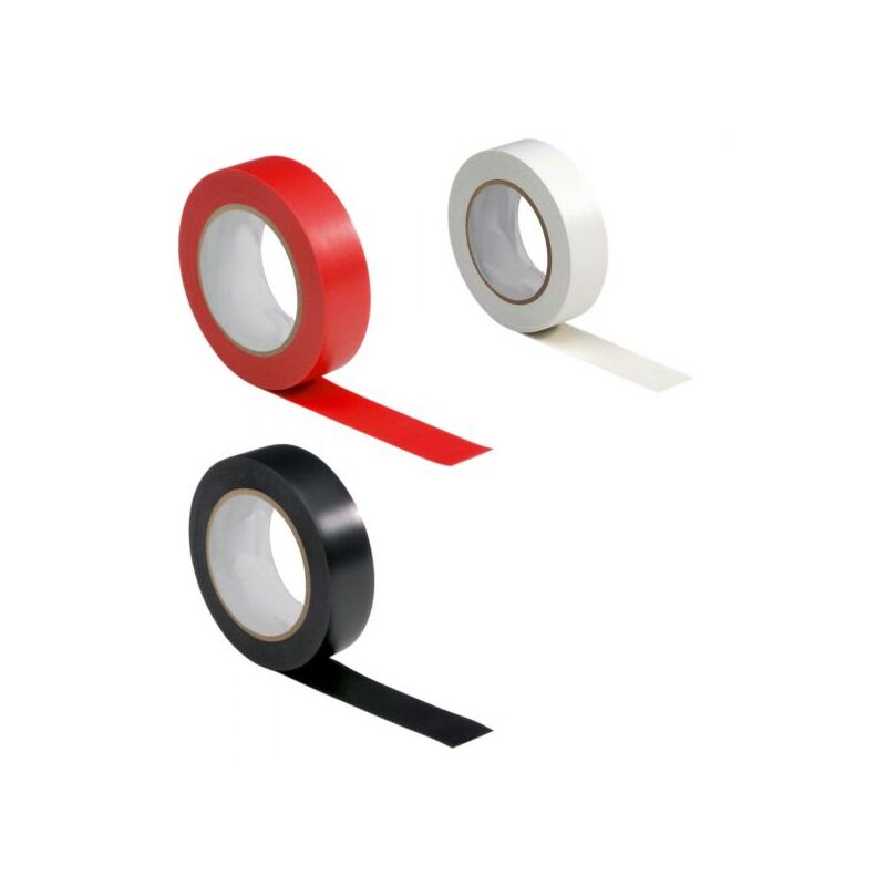Image of Kit 3 rotoli nastro isolante elettrico nero rosso bianco per elettricista pvc