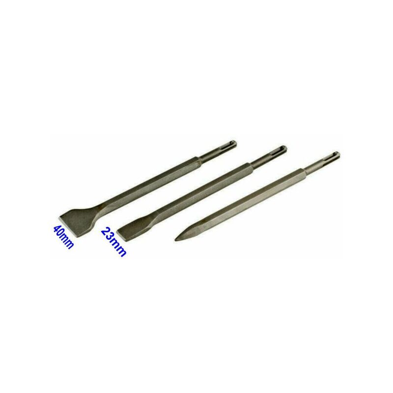 Image of Exsensa - kit 3 scalpelli sds plus 2 spatola 1 a punta martello demolitore scalpello