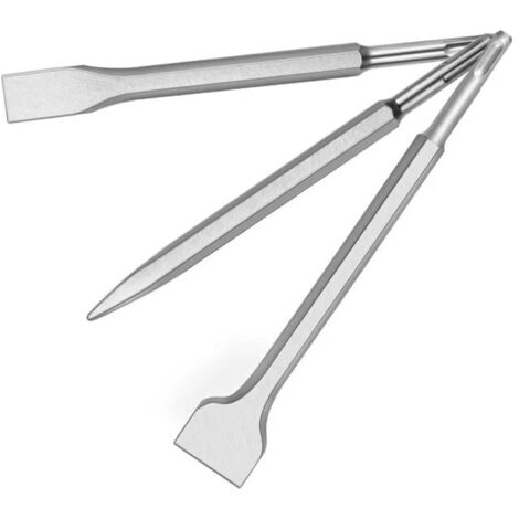 Kit 3 Scalpelli Sds Plus Scalpello Piatto Punta Per Trapano Martello Demolitore