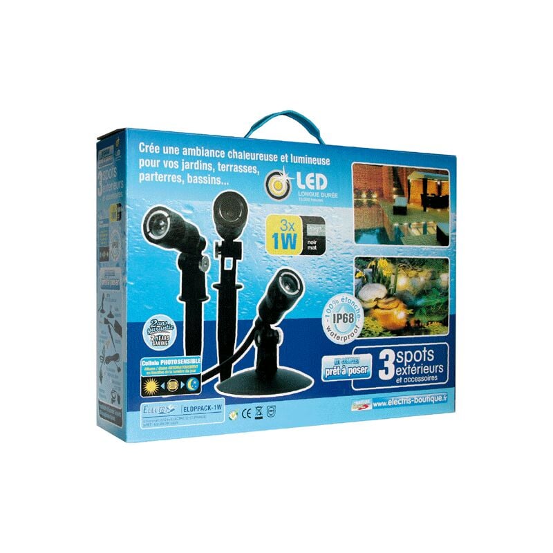 Kit 3 spots led 1W étanches IP68