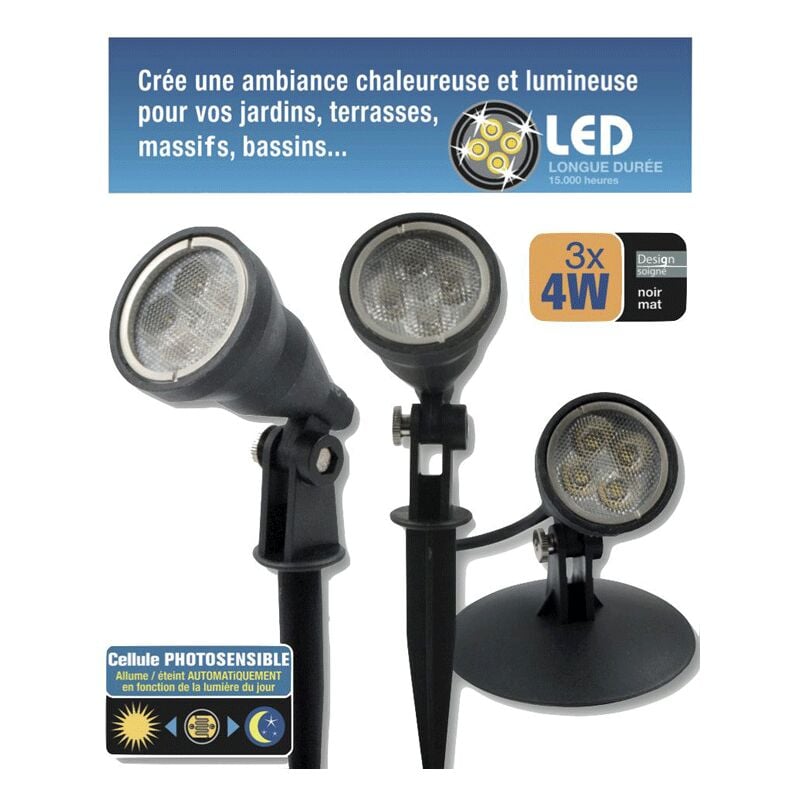 Kit 3 spots led 4W étanches IP68